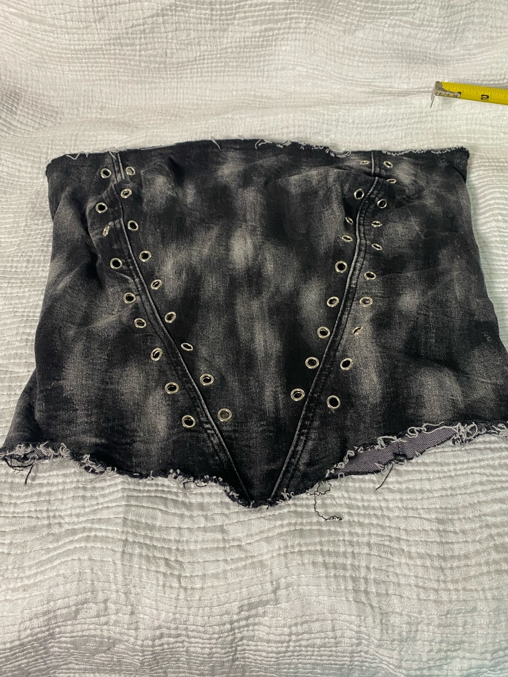 Akira Black Distressed Eyelet Detail top